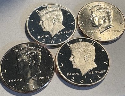 2011 P D S S Kennedy Half Dollar Year Set Silver & Clad Proof & BU US 4 Coin Lot