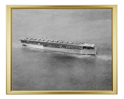 USS LANGLEY AIRCRAFT CARRIER US NAVY 1927 8X10 GOLD FRAMED PHOTO