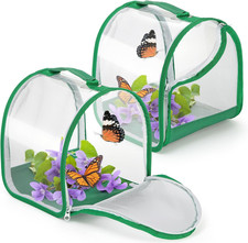 2 Pack Monarch Butterfly Habitat, 8" Small Collapsible Insect Mesh Cage Terrariu