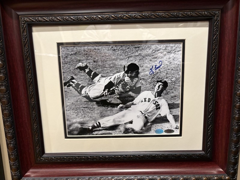 Yogi Berra Autographed Framed Red Sox Baseball Photo - CofA attached