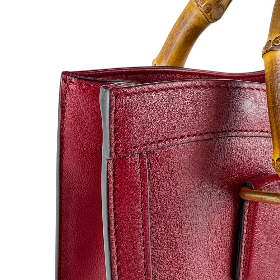 Auth GUCCI Bamboo Diana Small Tote Bag Handbag Shoulder Bag Red Leather - z9306 image 6