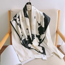 Women s Floral Print Square Scarf Silk Feel Twill Satin Head Neck Hair Wrap Band