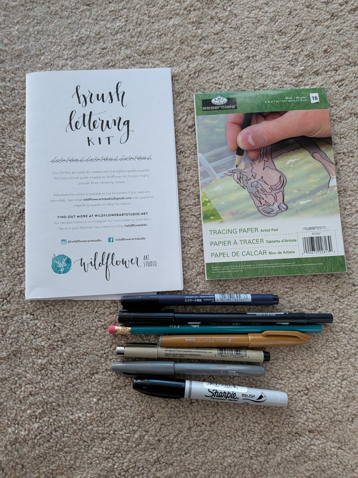 Brush Lettering Calligraphy Kit Tombow Fudenosuke Pigma Pentel Sharpie Wildflowe