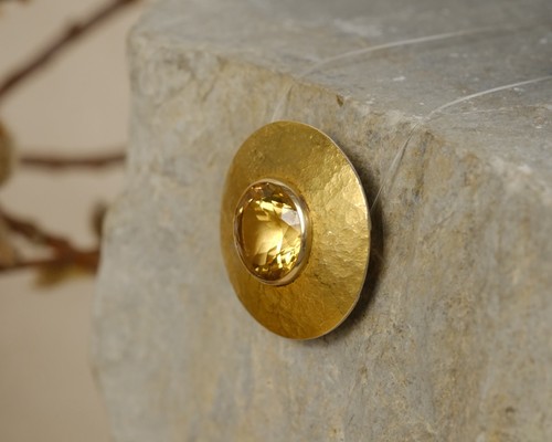 Anhänger Gleiter mit goldgelbem Citrin 925 Silber Rund 12,4g Second Hand Schmuck - Bild 6 von 9