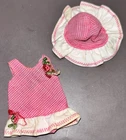 Vintage Barbie TUTTI Doll Outfit Original Dress Pink Gingham Romper Hat