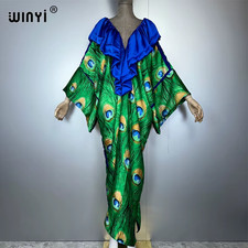 Boho Deep V Sexy Dress Muslim Abaya Lady Beach Cover up Muslim Woman Dresses Bea