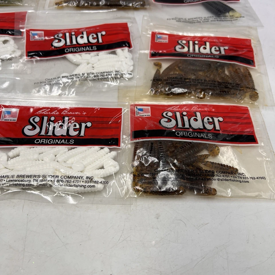 Lote de pesca deslizante Charlie Brewer’s plásticos blandos gusano originales Foto 3 de 4