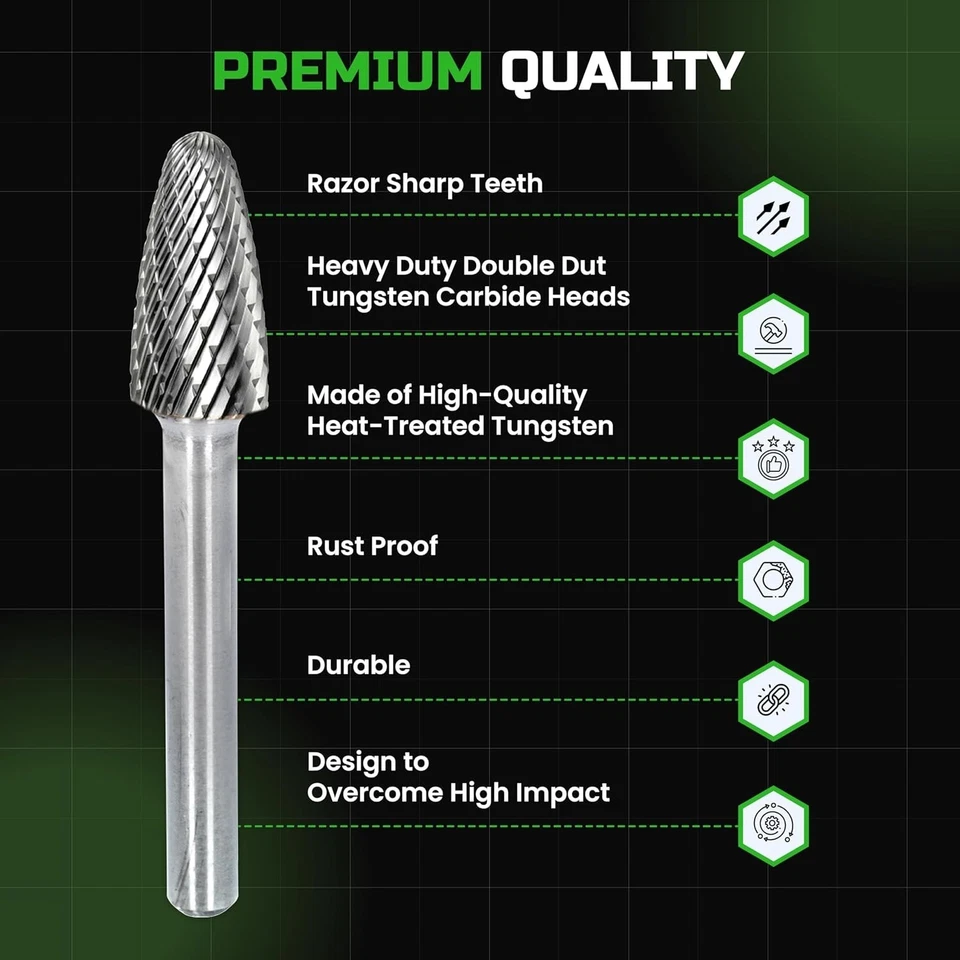 Juego de fresas de carburo de tungsteno con vástago de 1/4" – 10 brocas de doble Foto 4 de 4