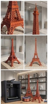 Eiffelturm Modell 3D-Druck   Paris Deko-Figur, Seidiger Glanz, ca. 18 cm hoch