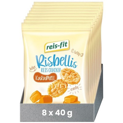 8 x reis-fit Risbellis Karamell: Gesündere Kekse-Alternative, 40 g pro Packung