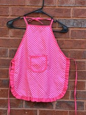 Pink White Polka Dot Apron Ruffle Retro 50s Pinup Rockabilly Kitchen Baking C29