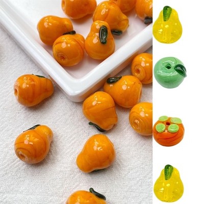 10/20/30Pcs Fruit Shaped Hand Painted Glass Beads For Handmade Craft Bracelets