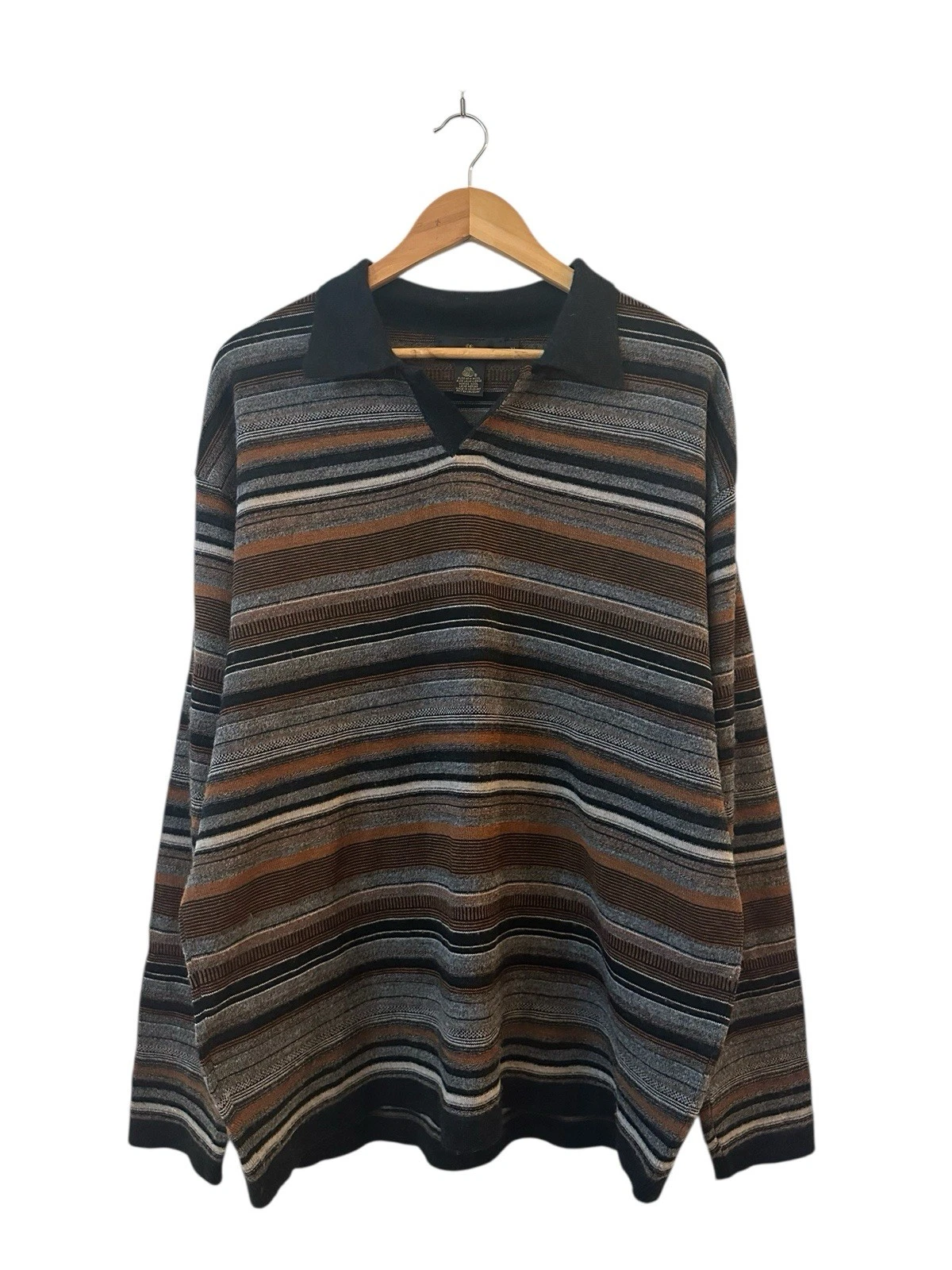Vintage Bugatchi Wool Sweater Men’s XL 90’s Striped Grandpa
