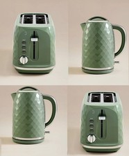 New Design Green Diamond Textured Fast Boil 1.7L Kettle & 2 Slice Toaster Set 🟢
