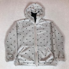 Hanna Andersson White Fleece Polkadot Full Zip Hooded Jacket