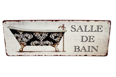 Shabby Blechschild Badezimmer salle de bain Badewanne Nostalgie Türschild Vintag