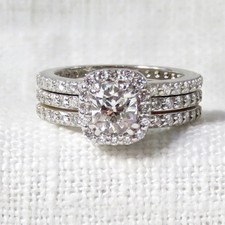 Lab-Created 1.40 Ct Round Cut VVS1 Diamond Engagement Ring Set 14K White Gold FN