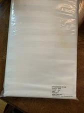 THE COMPANY STORE 100% SUPIMA COTTON KING FLAT SHEET - WHITE WIDE STRIPE VINTAGE