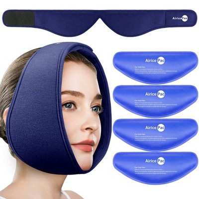 AiricePac Wisdom Teeth Ice Pack Head Wrap, Face 15 cm x 29 x 2 cm, Blue
