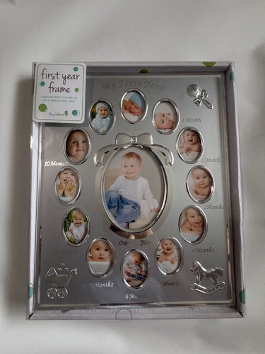 Baby My First Year Frame 12 Month Silver Collage Keepsake Newborn Boho Gift