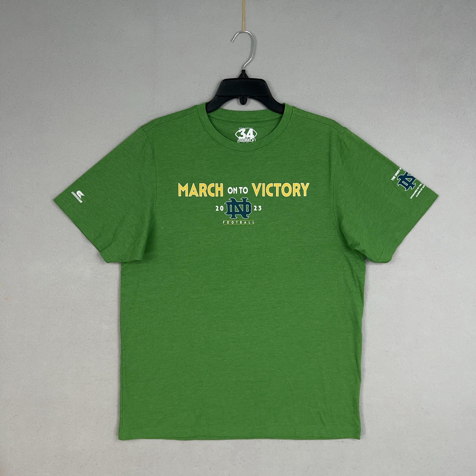 Notre Dame Fighting Irish Shirt Mens Large Green NCAA College Football Graphic