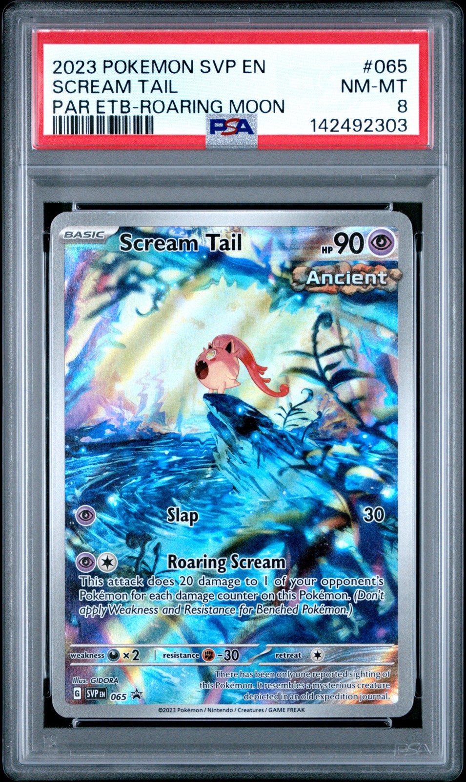 2023 POKEMON SVP EN-SV BLACK STAR PROMO #065 SCREAM TAIL PSA 8