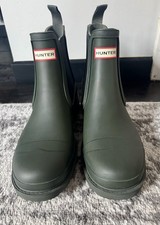 Hunter Original Chelsea Rain Boots Green Matte Rubber Unisex UK 9 US 10 EU 43