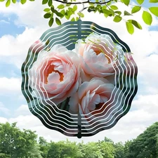 3D Metal Hanging Wind Spinners with Wavy Pattern Design - Elegant Wind Chimes  