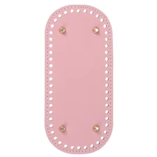 Oval PU Leather Bag Bottom Shaper with Holes & Nails 8.7x3.9 Inch Pink