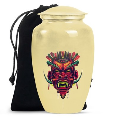 Native American Mask Large Unique Urn For Ashes For Dad & Mom (10 Inch)