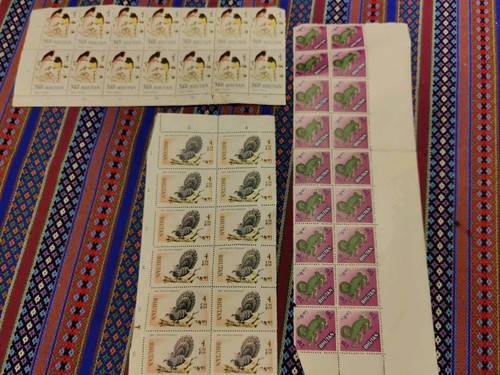 Bhutan Stamps 3 Sheets/44 Stamps Pheasant Grey Peacock/Ward's Trogon/Snow Lion - Picture 1 of 12