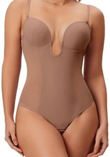 Thong Shapewear Women Tummy Control Low Back U Plunge Backless Body Shaper XXL