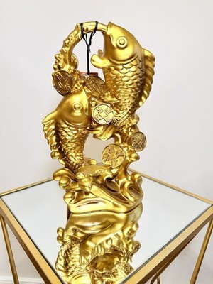 Koi Fish Gold Feng Shui Figurine & Statue Chinese Year Wealth
