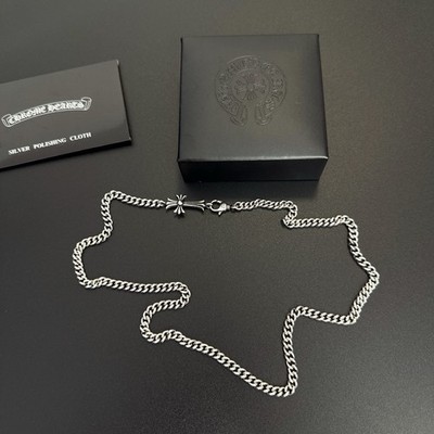 Chrome Hearts 925 Sterling Silver Curb Chain Necklace, Lobster Closure