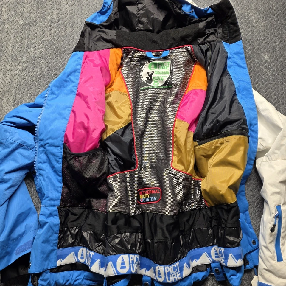 Picture Orgánica Snowboard Esquí Chaqueta Hombre’s L Azul Blanco Térmica Seca Impermeable Foto 4 de 4