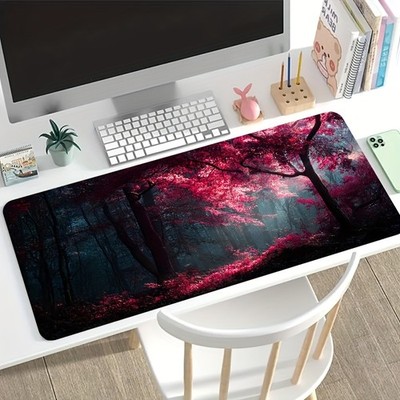 1pc Large Gaming Mouse Pad/Mysterious Forest Non-Slip Rubber Base Desk Mat  