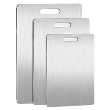 3 PCS Stainless Steel Cutting Board Set S M L Kitchen Chopping Mats Easy