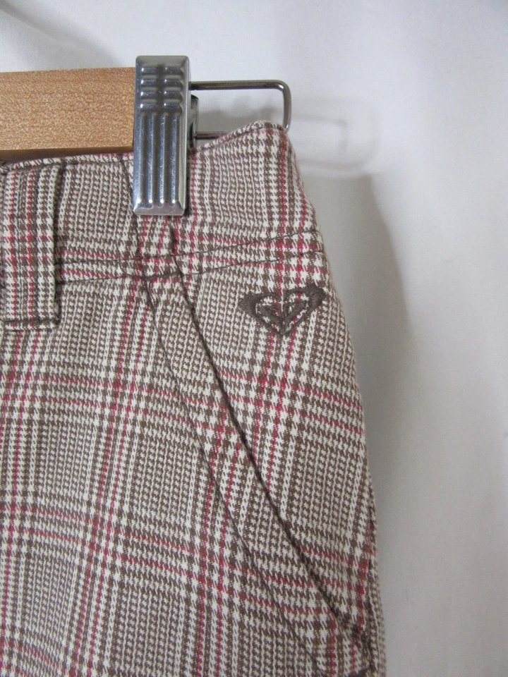 Mini-saia Roxy meninas marrom xadrez surfista skatista lápis tamanho 12 - Imagem 4 de 4