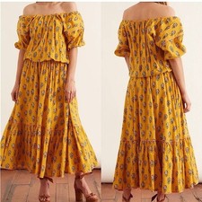 Rhode Frida Dress Womens XS Yellow Resortwear Cottagecore Summer Beach Vacation