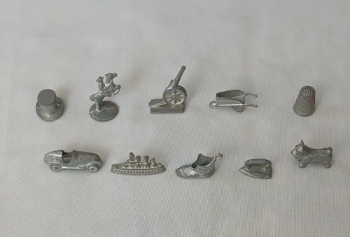 Original Vintage 10 Pieces 1930's-1950's Monopoly Game Tokens By Parker Brothers