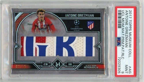 2017 Topps Museum UEFA Champions League Prime Patch Antoine Griezmann 3/10 PSA 9