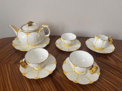 Rare antique tea set 10 pcs Aynsley England china bone butterfly handle