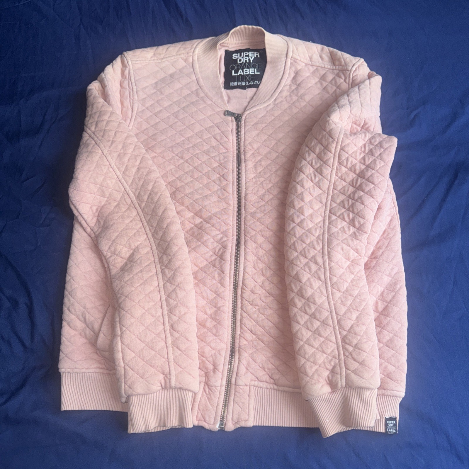 Superdry Womens Pink Quilted Bomber Jacket L Orange Label Luxe image 2