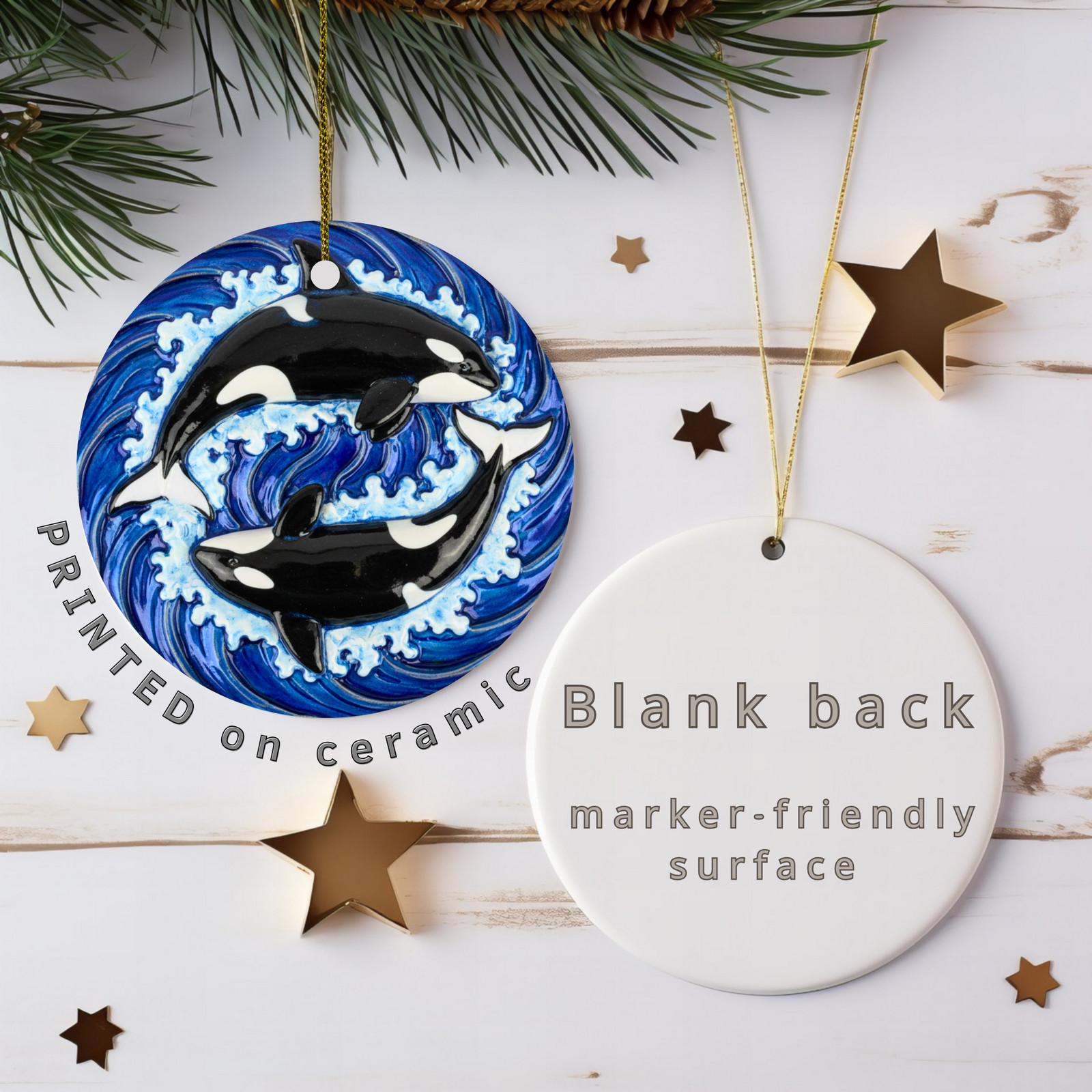 Orca Ornament Killer Whale Art Ocean Waves Marine Life Nature Gift