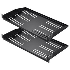 2PCS 1U Server Rack Shelf 10"/254 mm Depth 50 lbs Max Load Capacity Vented