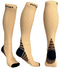 Physix Gear Compression Socks 20-30 mmHg - Men  Women - XXL Nude/Beige