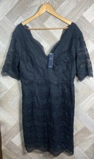 Marks & Spencer Collection Black Lace/Crochet Lined Formal Dress Size 16 New