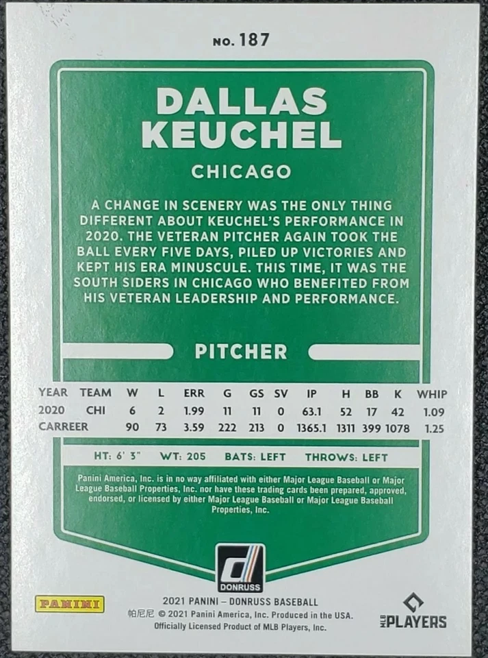 DALLAS KEUCHEL 2021 Donruss Face MASK EMOJI Border PARALLEL SP #02/19 White Sox - Image 2 of 2