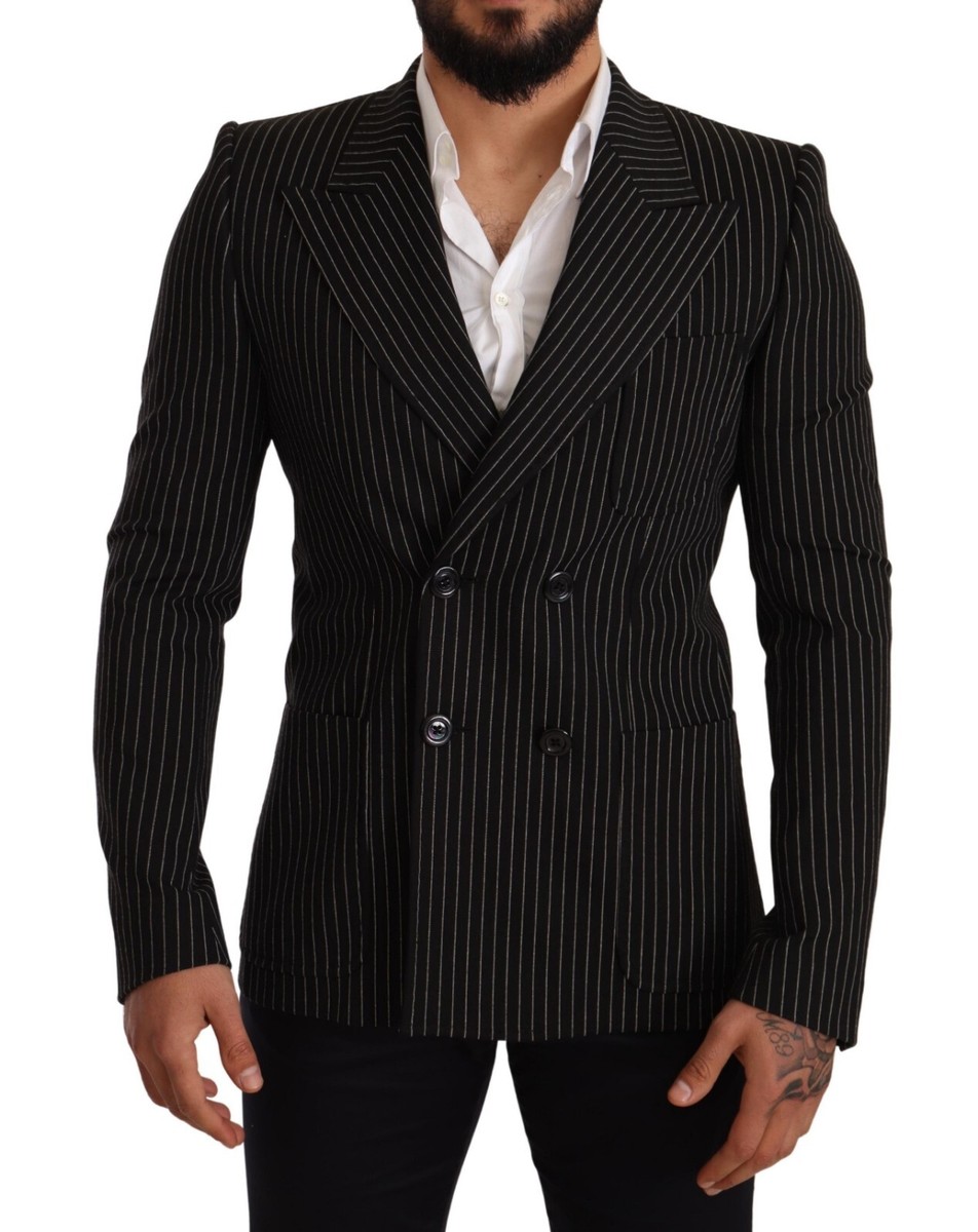 【送料&関税込】Dolce & Gabbana Pinstriped Tailored Blaz Dolce & Gabbana Pinstriped single-breasted Blazer | Black