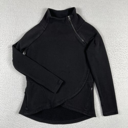 Athleta Sweatshirt Womens XS Black Cozy Karma Asym Pullover Athleisure - Picture 1 of 14